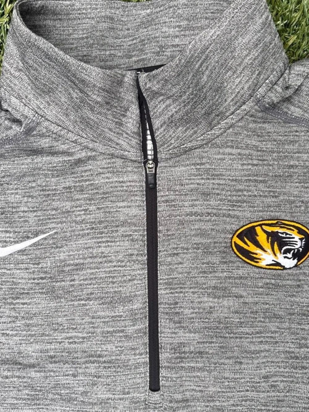 Nike Grey Heather Quarter-Zip Pullover with Team Patch